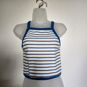 Forever 21 Blue and White Striped Crop Top